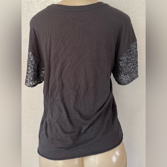 American Eagle Outfitters Black Top with Sequin Sleeves - Picture 2 of 3
